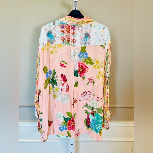 John Mark NWT 3X Embroidered Floral Spring Fling Button Down Blouse Shirt Pink - Picture 5 of 7